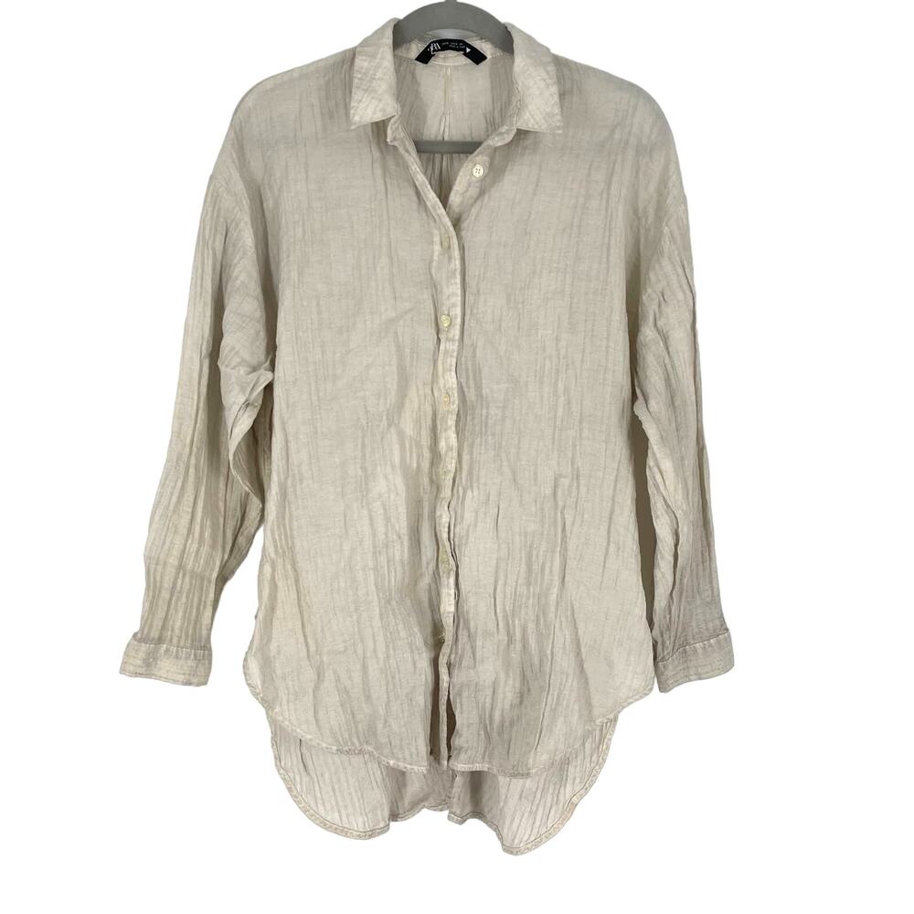 Zara Flowy Knotted Button Down Shirt Women's Size‎ Small